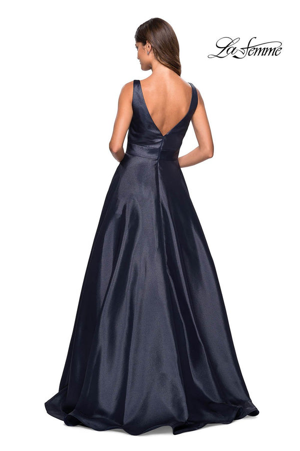 La Femme Gigi- 24412 Graceful Lace Bateau Sheath Long Evening Gown