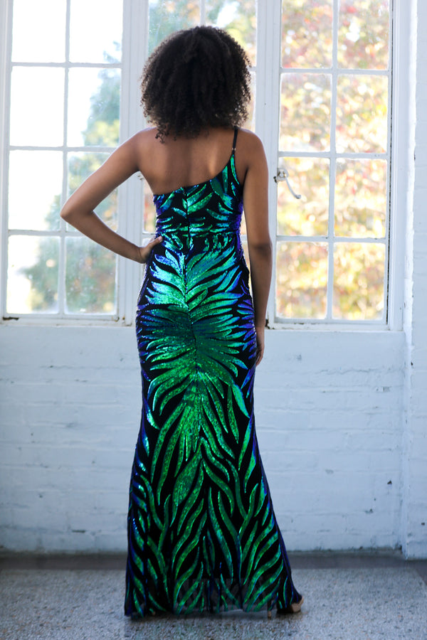 Peacock Feather Prom Dress