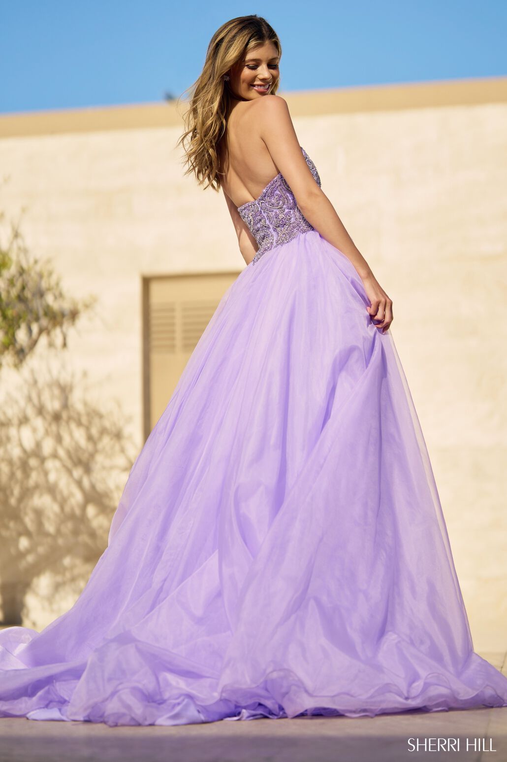 Sherri Hill 55947 prom dress images.  Sherri Hill 55947 is available in these colors: Lilac.