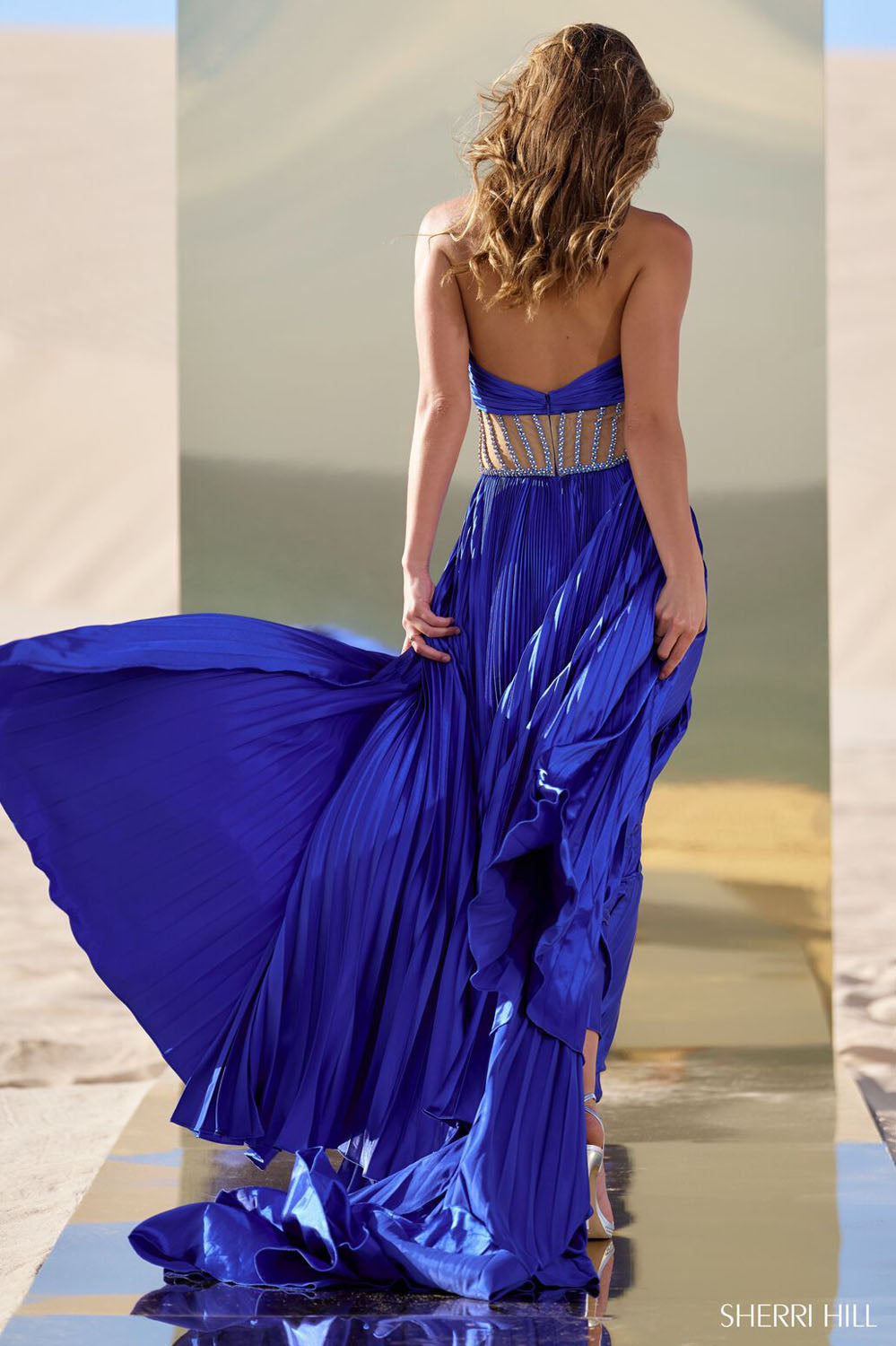 Sherri Hill 56473 prom dress images. Sherri Hill 56473 is available in these colors: Peacock, Red, Royal, Periwinkle, Moss, Orange.