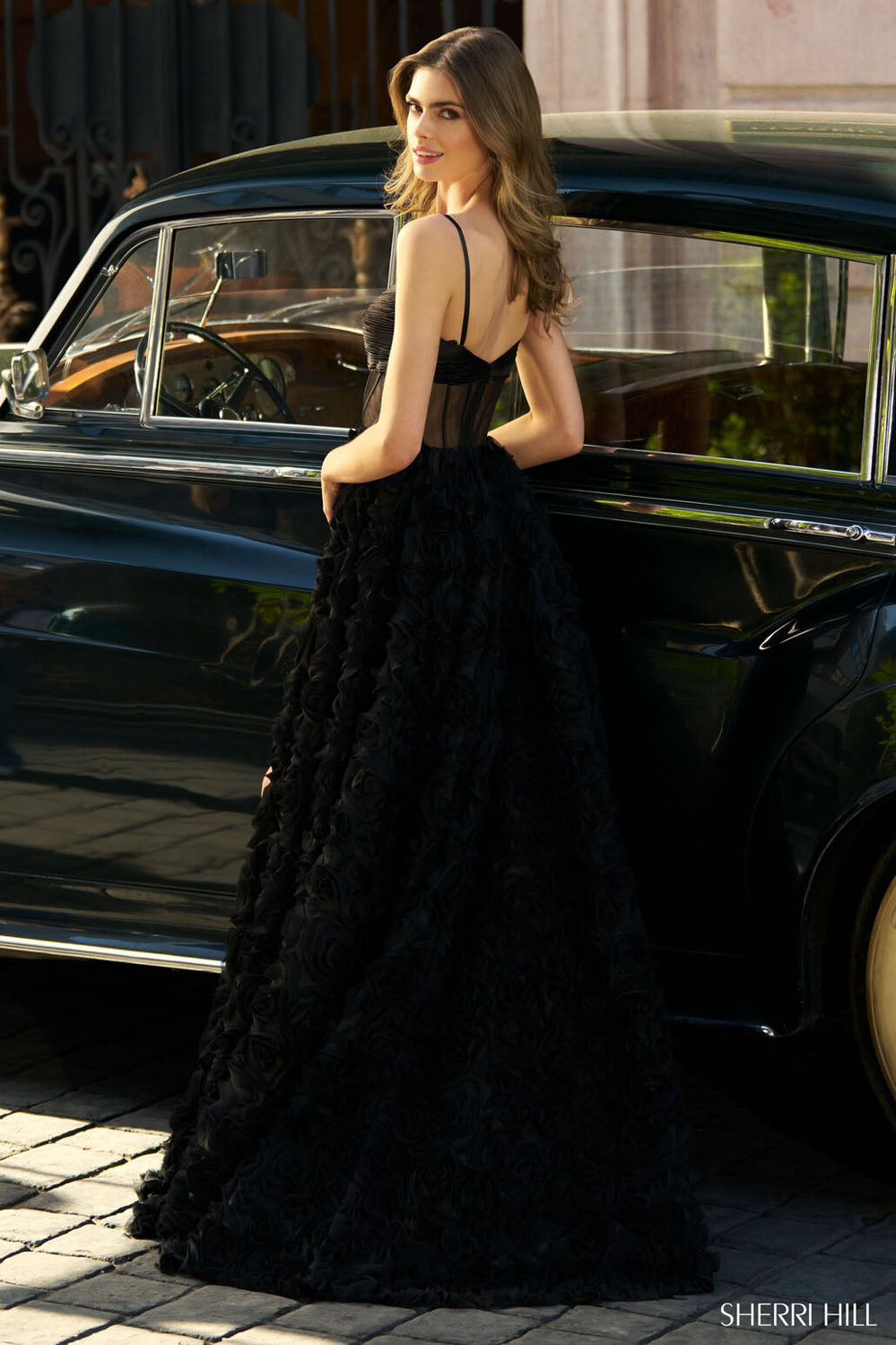 Sherri Hill 56701 prom dress images.  Sherri Hill 56701 is available in these colors: Black Nude.