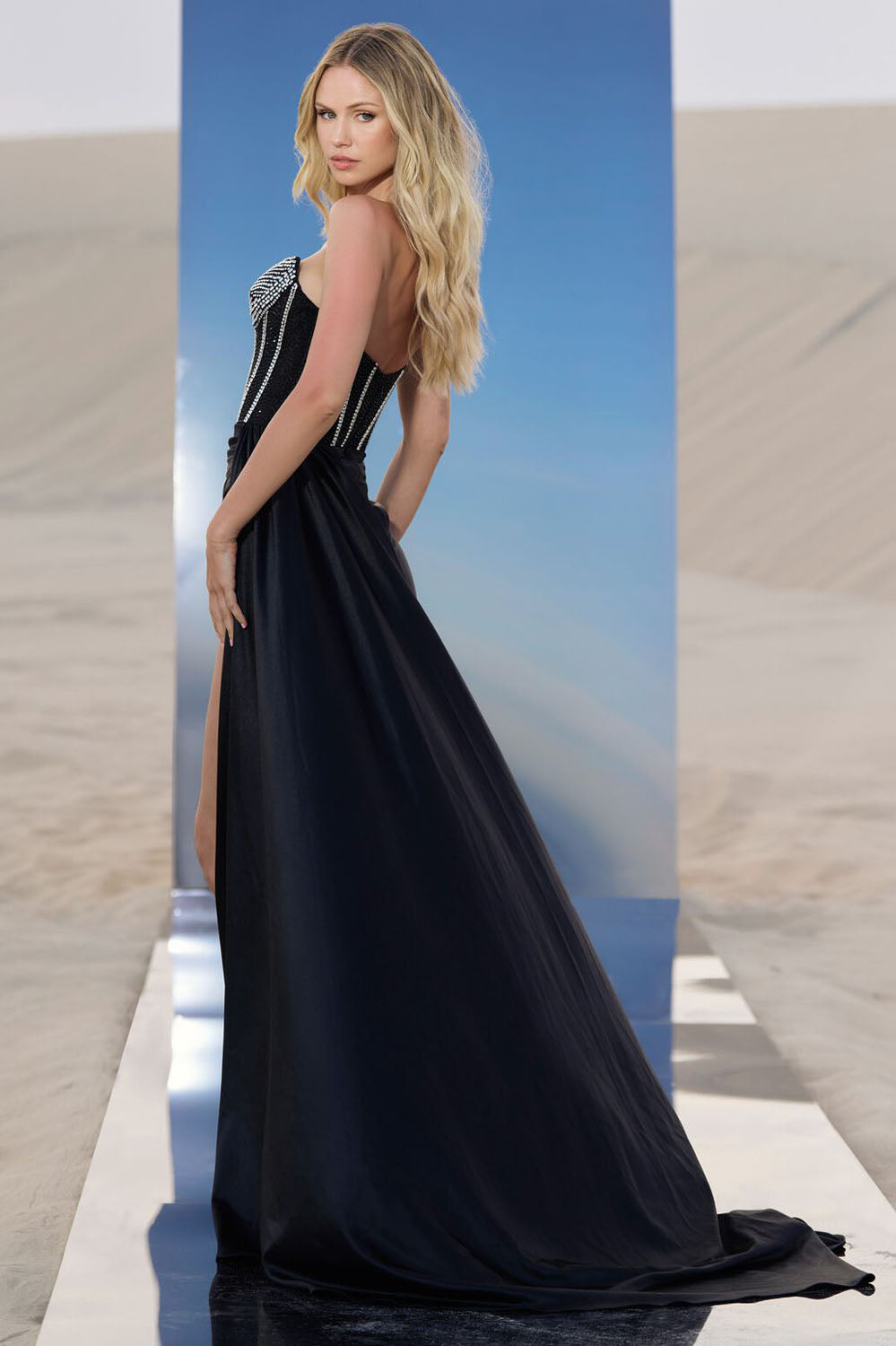 Sherri Hill 56821 prom dress images.  Sherri Hill 56821 is available in these colors: Black.