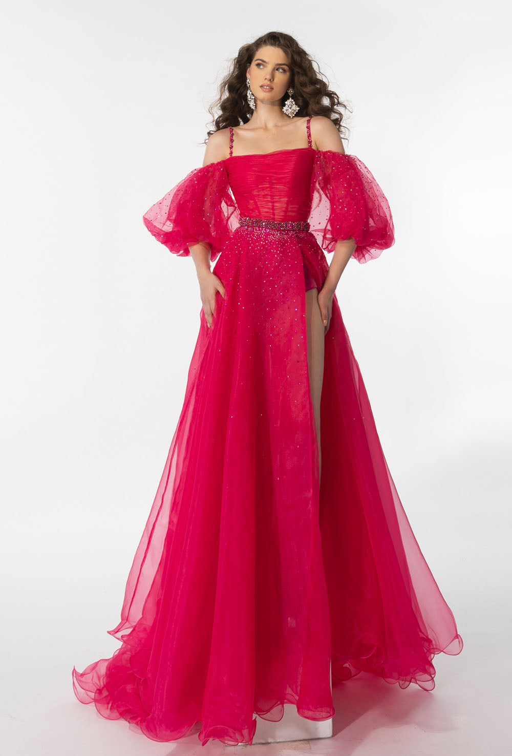 Ava Presley 28556 prom dress images. Ava Presley 28556 is available in these colors: Fuchsia, Black.