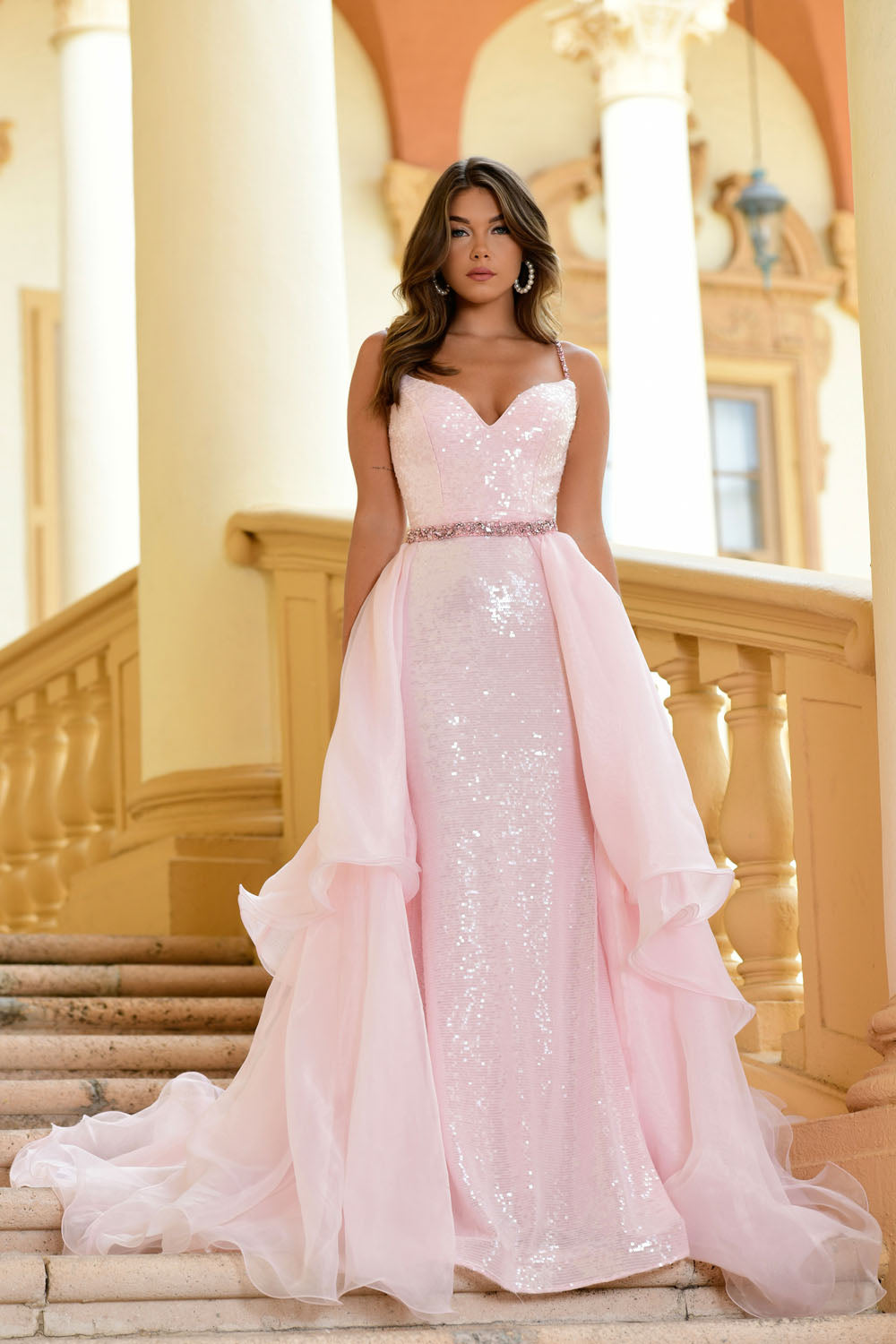 Ava Presley 28560 prom dress images. Ava Presley 28560 is available in these colors: Blush, Light Blue.