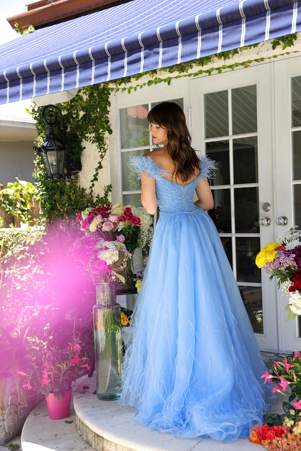 Ava Presley 29233 prom dress images. Ava Presley 29233 is available in these colors: Light Blue, Lilac, Off White.