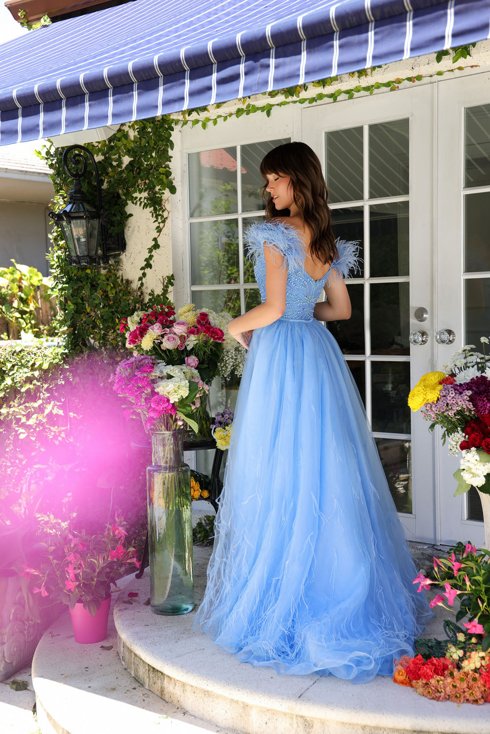 Ava Presley 29233 prom dress images. Ava Presley 29233 is available in these colors: Light Blue, Lilac, Off White.