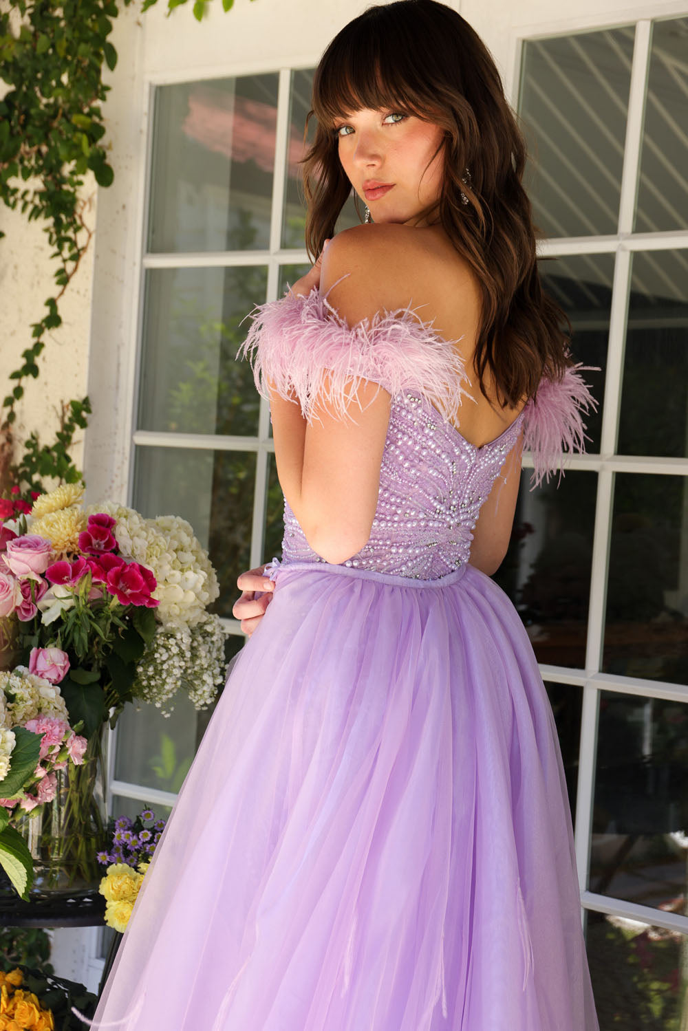 Ava Presley 29233 prom dress images. Ava Presley 29233 is available in these colors: Light Blue, Lilac, Off White.