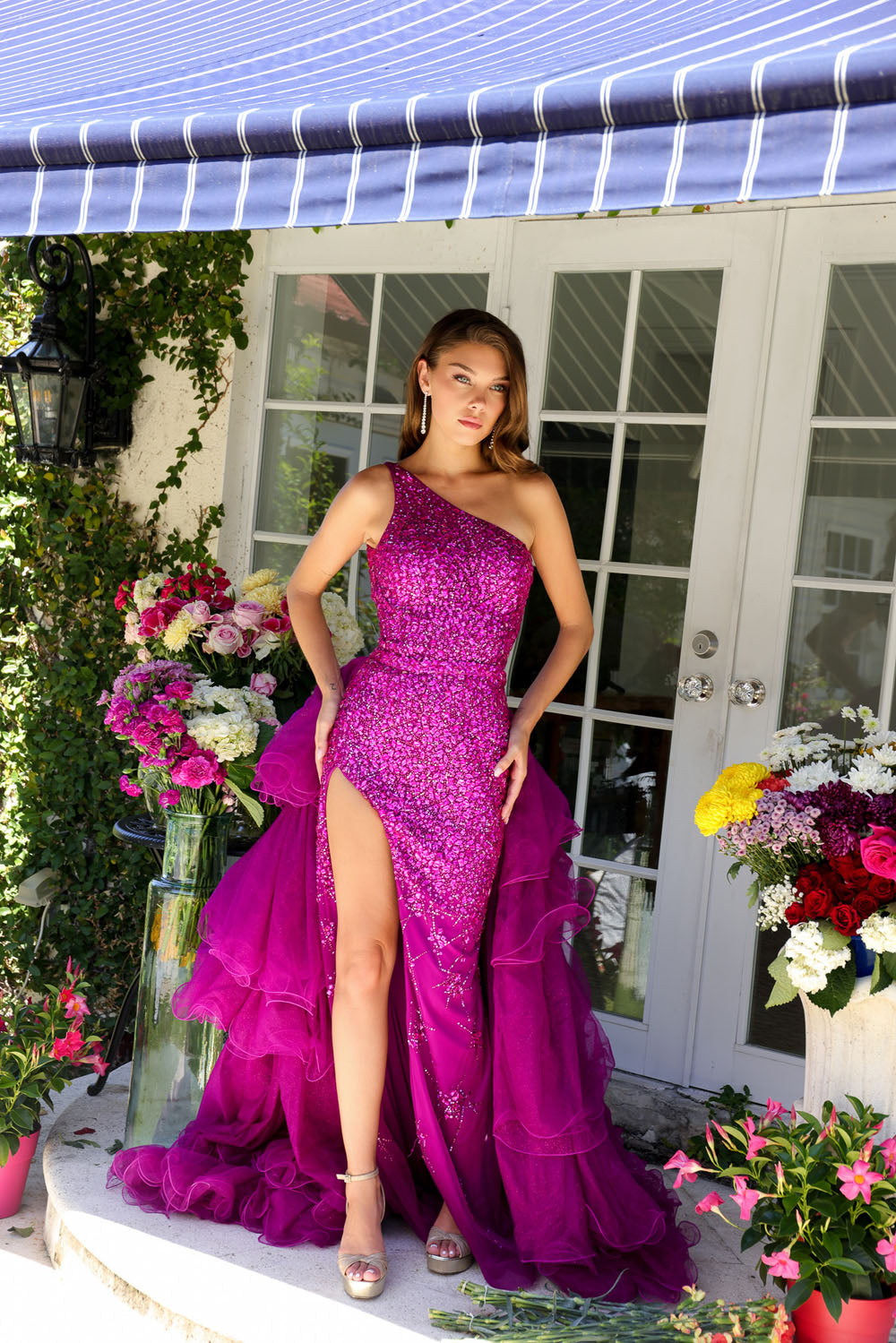 Ava Presley 29236 prom dress images. Ava Presley 29236 is available in these colors: Royal, Red Hot Pink, Royal Peacock, Magenta, Nude Gold, White.