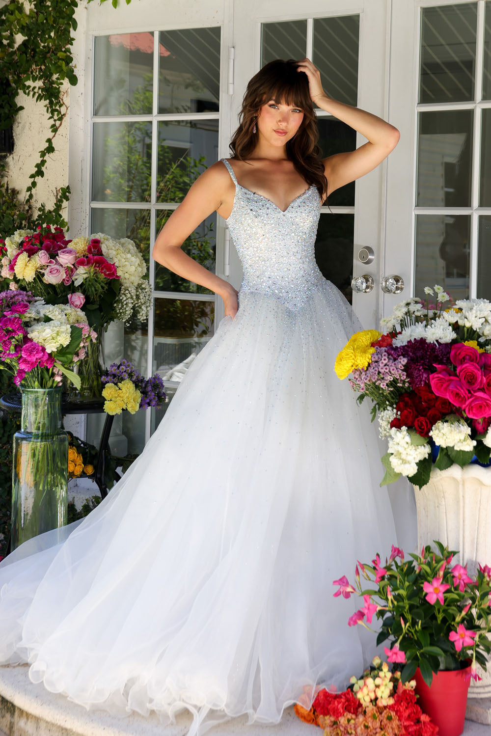 Ava Presley 29522 prom dress images. Ava Presley 29522 is available in these colors: Red, Periwinkle, White, Light Blue.