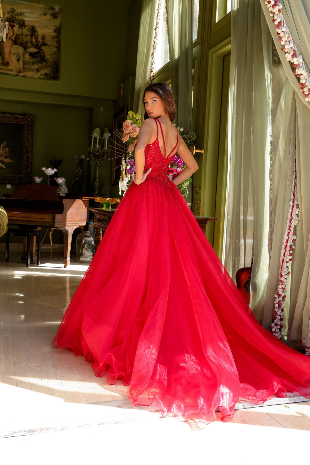 Ava Presley 29522 prom dress images.  Ava Presley 29522 is available in these colors: Red, Periwinkle, White, Light Blue.