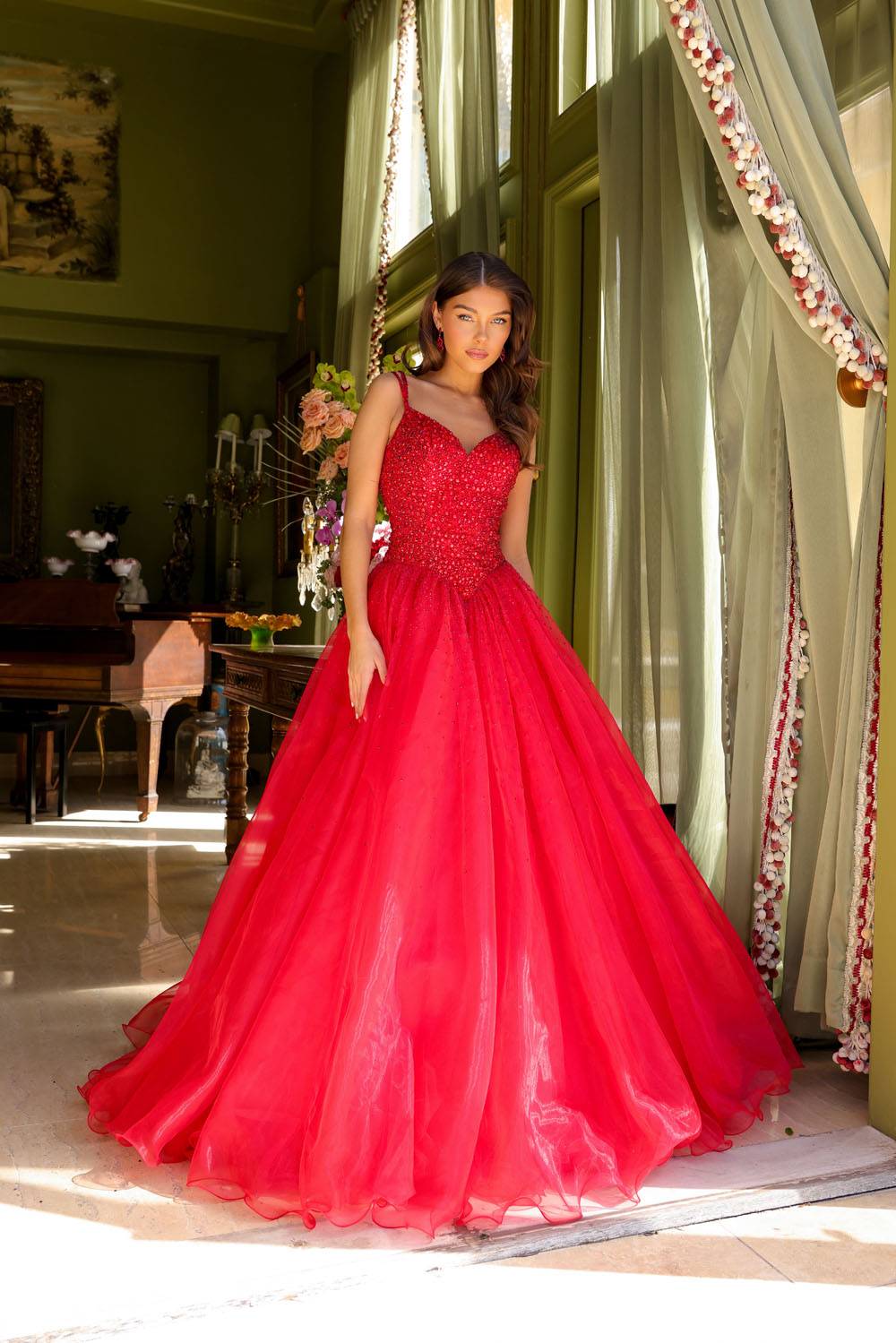 Ava Presley 29522 prom dress images.  Ava Presley 29522 is available in these colors: Red, Periwinkle, White, Light Blue.