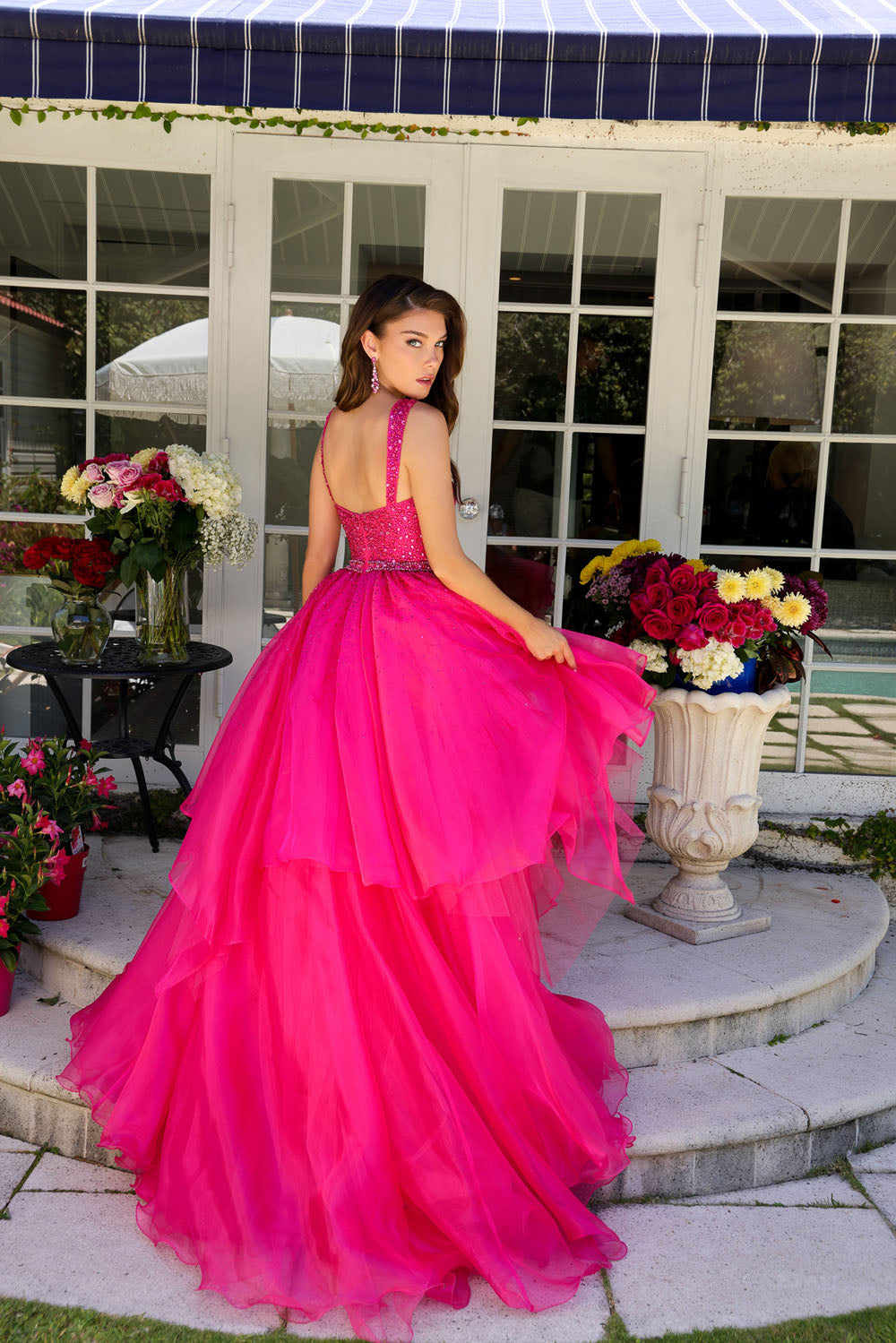 Ava Presley 29523 prom dress images. Ava Presley 29523 is available in these colors: Hot Pink, Lilac, White.