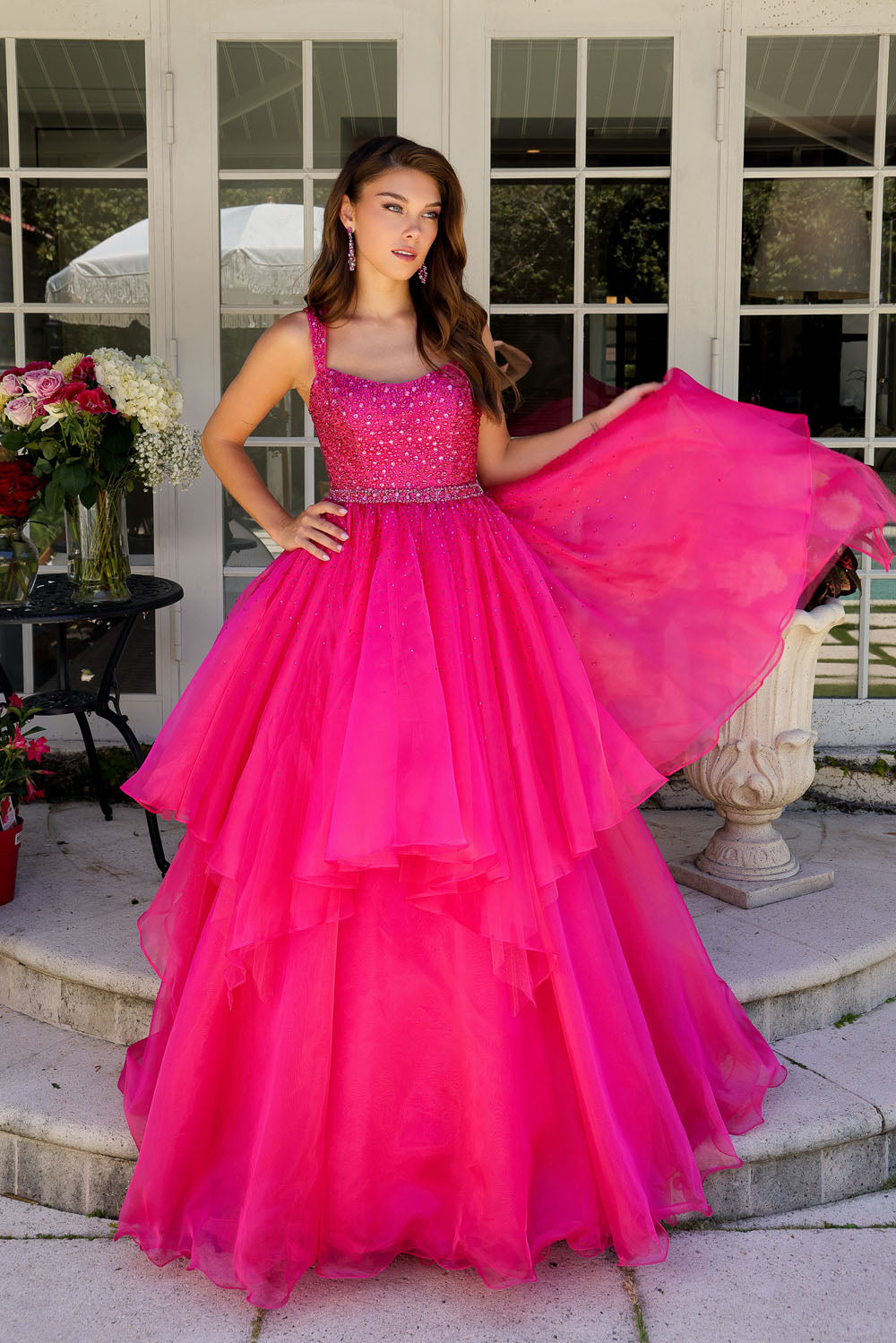 Ava Presley 29523 prom dress images. Ava Presley 29523 is available in these colors: Hot Pink, Lilac, White.