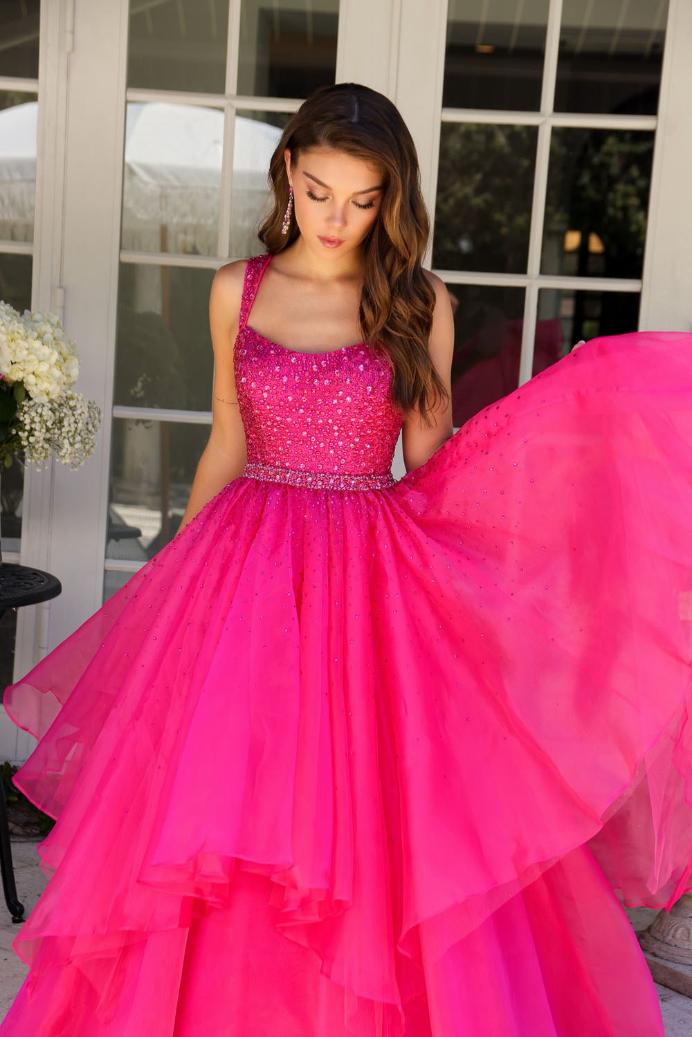 Ava Presley 29523 prom dress images. Ava Presley 29523 is available in these colors: Hot Pink, Lilac, White.