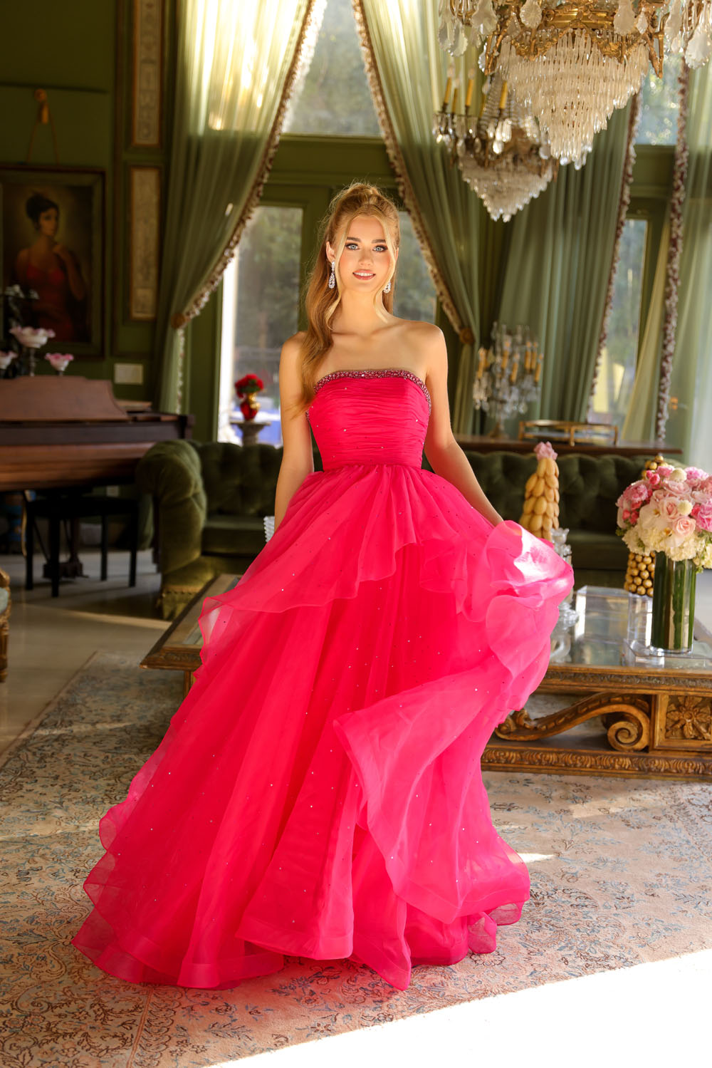 Ava Presley 29524 prom dress images.  Ava Presley 29524 is available in these colors: Hot Pink, Light Blue, White, Periwinkle.