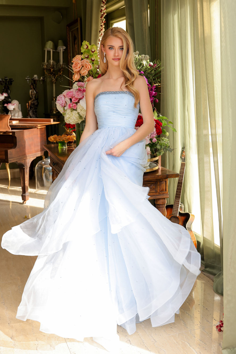 Ava Presley 29524 prom dress images.  Ava Presley 29524 is available in these colors: Hot Pink, Light Blue, White, Periwinkle.