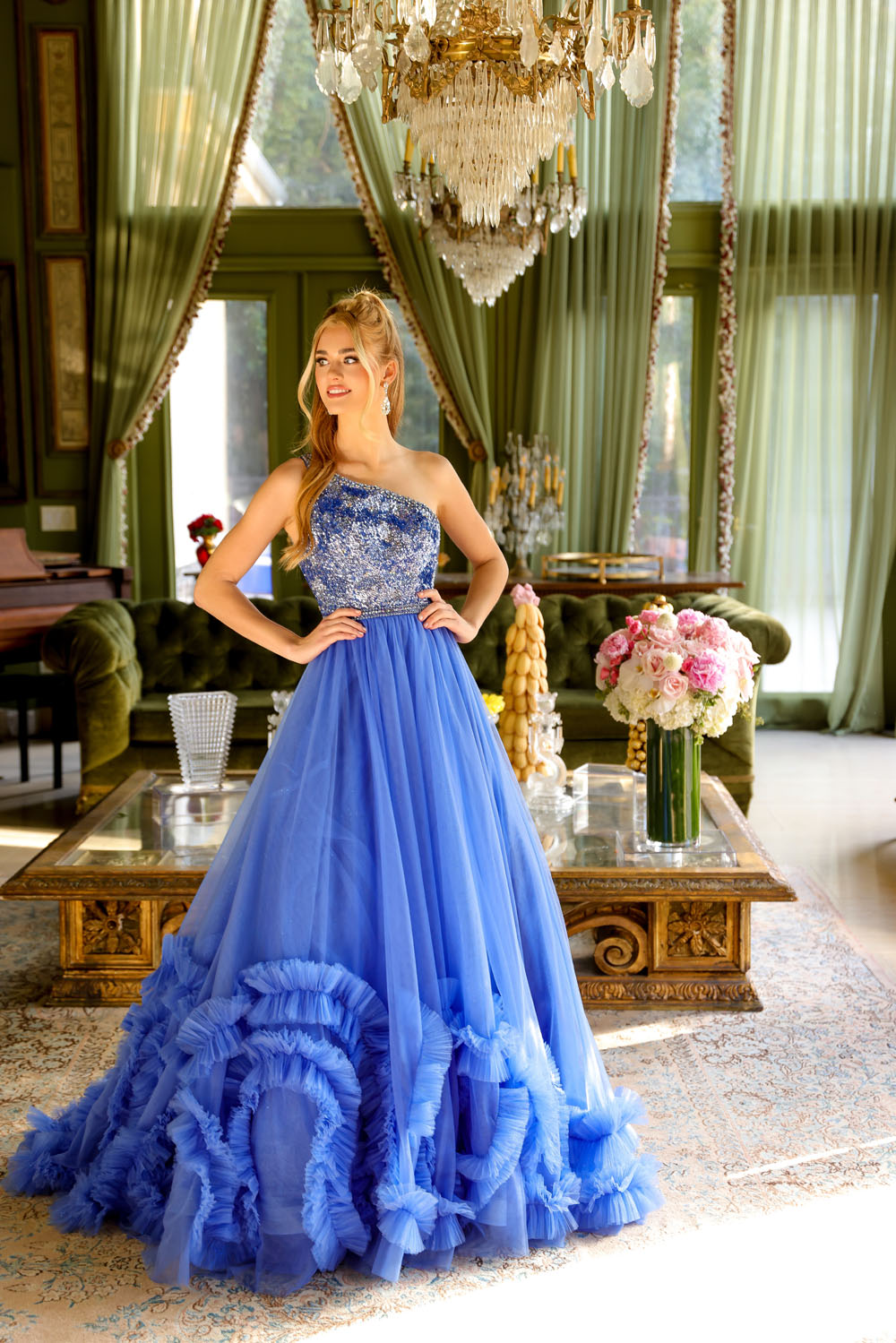 Ava Presley 29527 prom dress images.  Ava Presley 29527 is available in these colors: Light Blue, Red, Periwinkle.