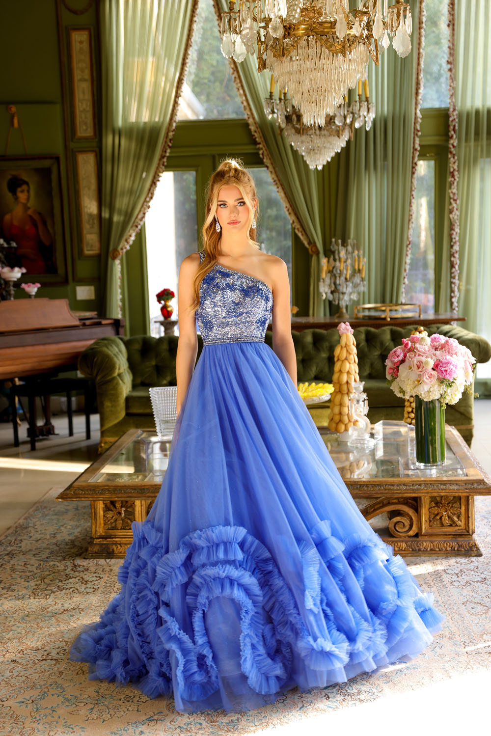 Ava Presley 29527 prom dress images.  Ava Presley 29527 is available in these colors: Light Blue, Red, Periwinkle.