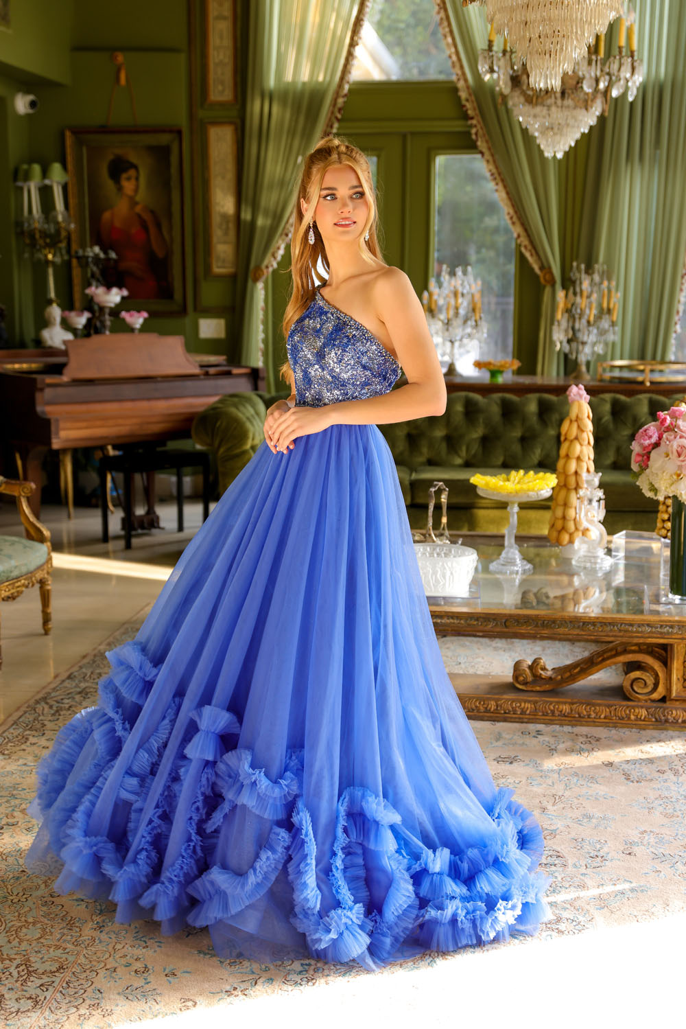 Ava Presley 29527 prom dress images.  Ava Presley 29527 is available in these colors: Light Blue, Red, Periwinkle.