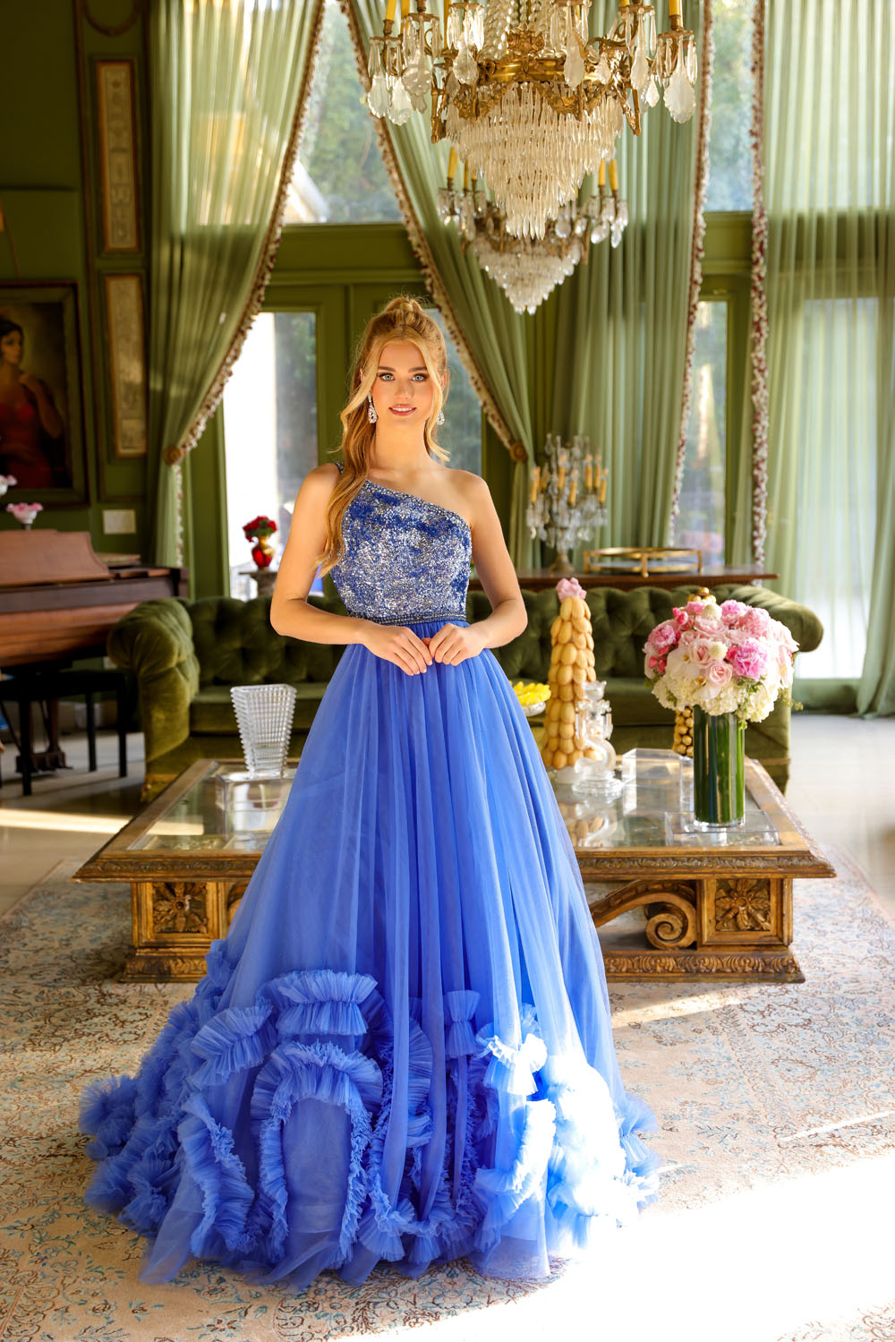 Ava Presley 29527 prom dress images.  Ava Presley 29527 is available in these colors: Light Blue, Red, Periwinkle.