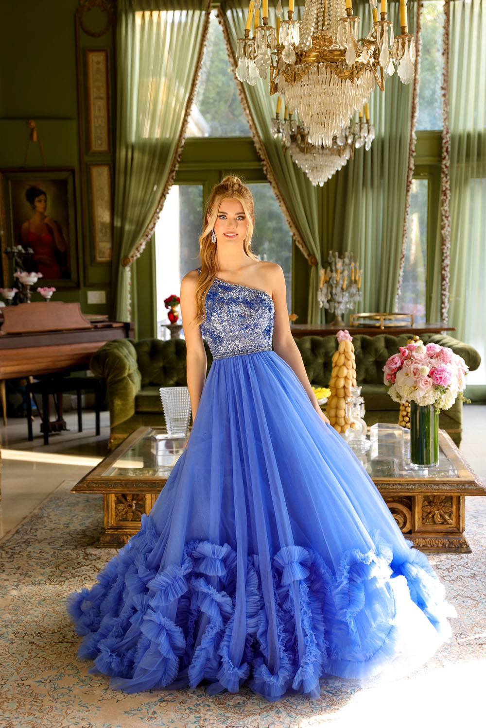 Ava Presley 29527 prom dress images.  Ava Presley 29527 is available in these colors: Light Blue, Red, Periwinkle.