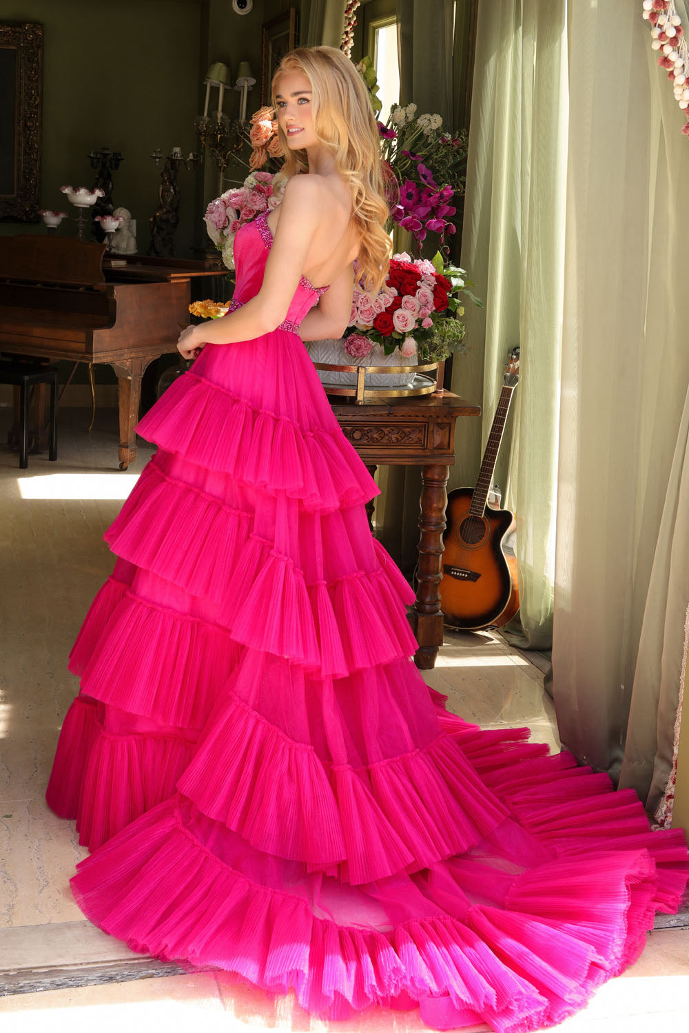 Ava Presley 29529 prom dress images.  Ava Presley 29529 is available in these colors: White, Fuchsia, Teal.