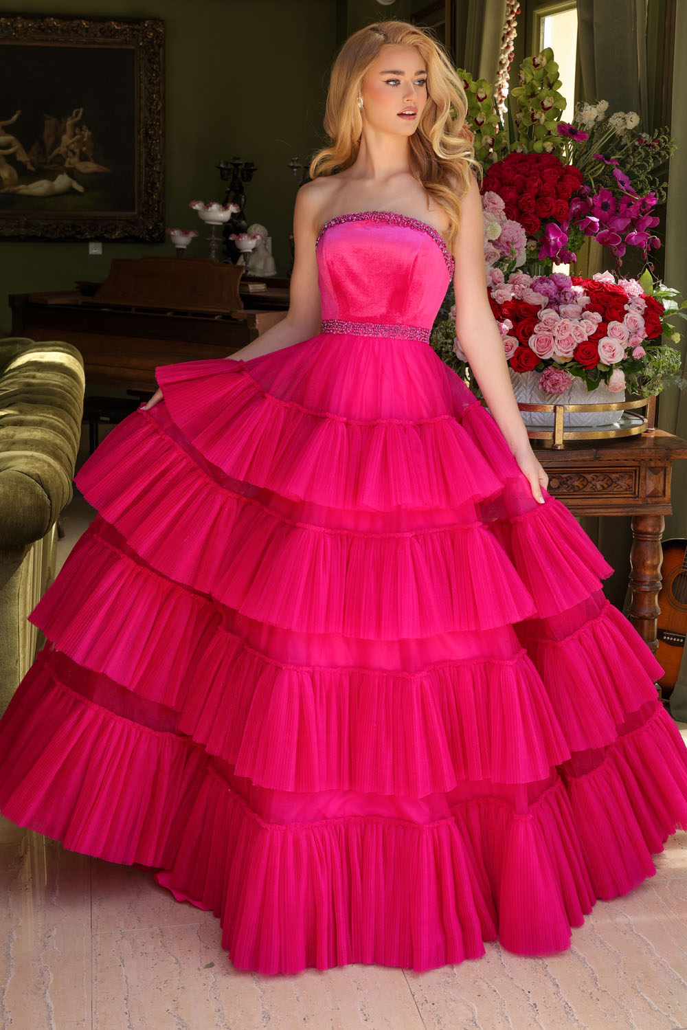 Ava Presley 29529 prom dress images.  Ava Presley 29529 is available in these colors: White, Fuchsia, Teal.