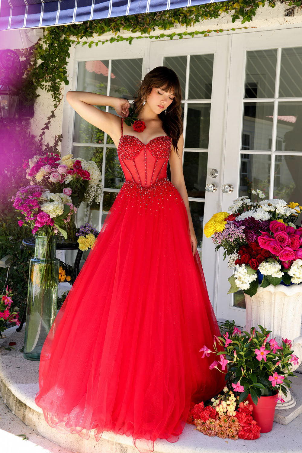 Ava Presley 29530 prom dress images. Ava Presley 29530 is available in these colors: Fuchsia, Light Blue, Red.