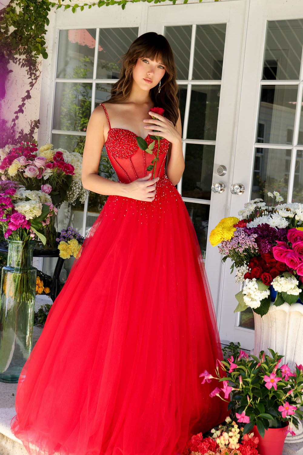 Ava Presley 29530 prom dress images. Ava Presley 29530 is available in these colors: Fuchsia, Light Blue, Red.