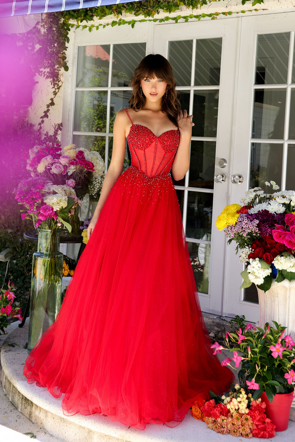 Ava Presley 29530 prom dress images. Ava Presley 29530 is available in these colors: Fuchsia, Light Blue, Red.