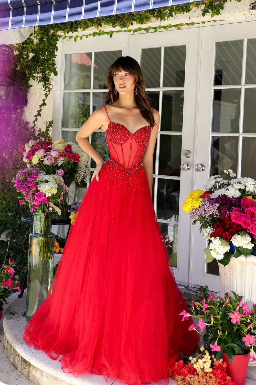 Ava Presley 29530 prom dress images. Ava Presley 29530 is available in these colors: Fuchsia, Light Blue, Red.