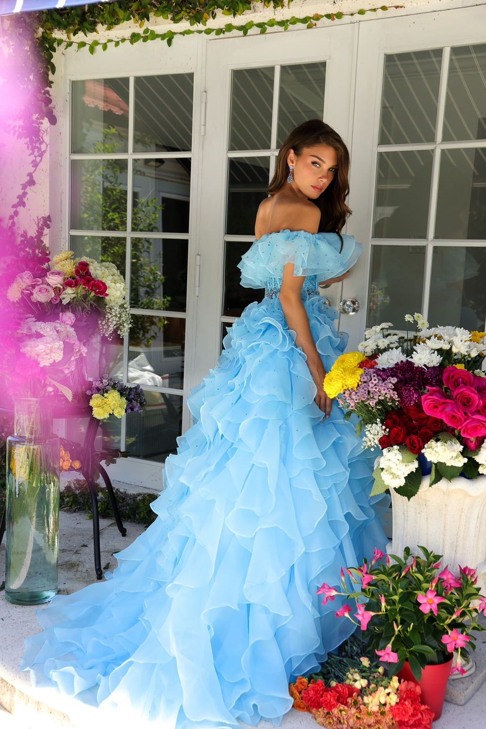 Ava Presley 29533 prom dress images. Ava Presley 29533 is available in these colors: White, Light Blue, Hot Pink.