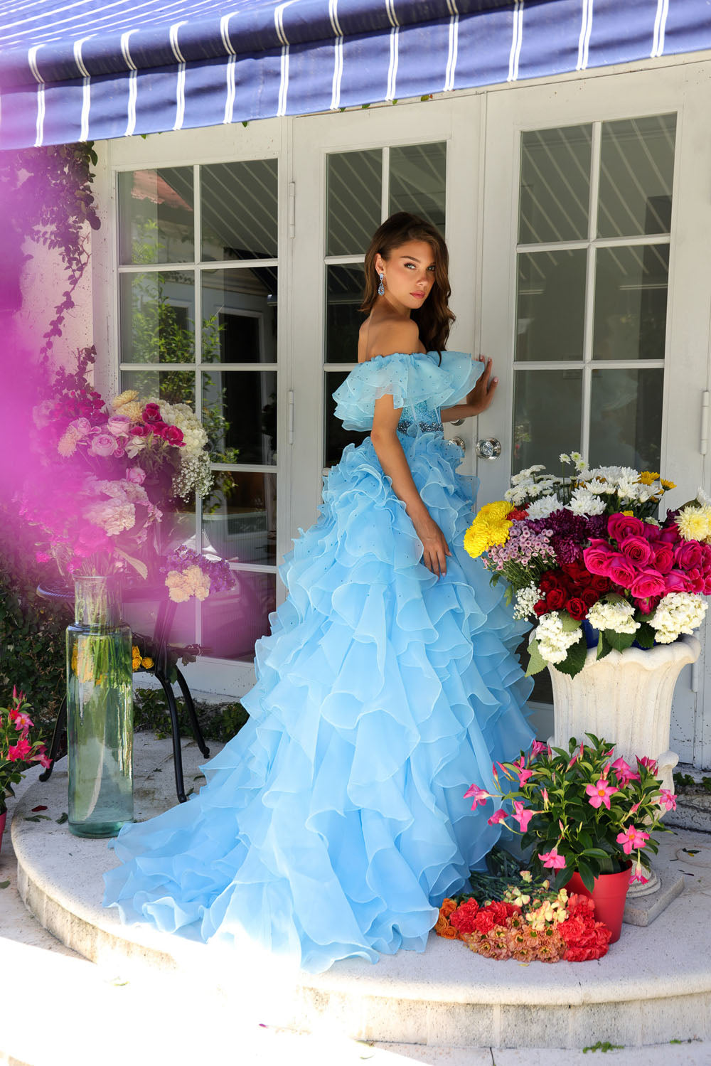 Ava Presley 29533 prom dress images. Ava Presley 29533 is available in these colors: White, Light Blue, Hot Pink.