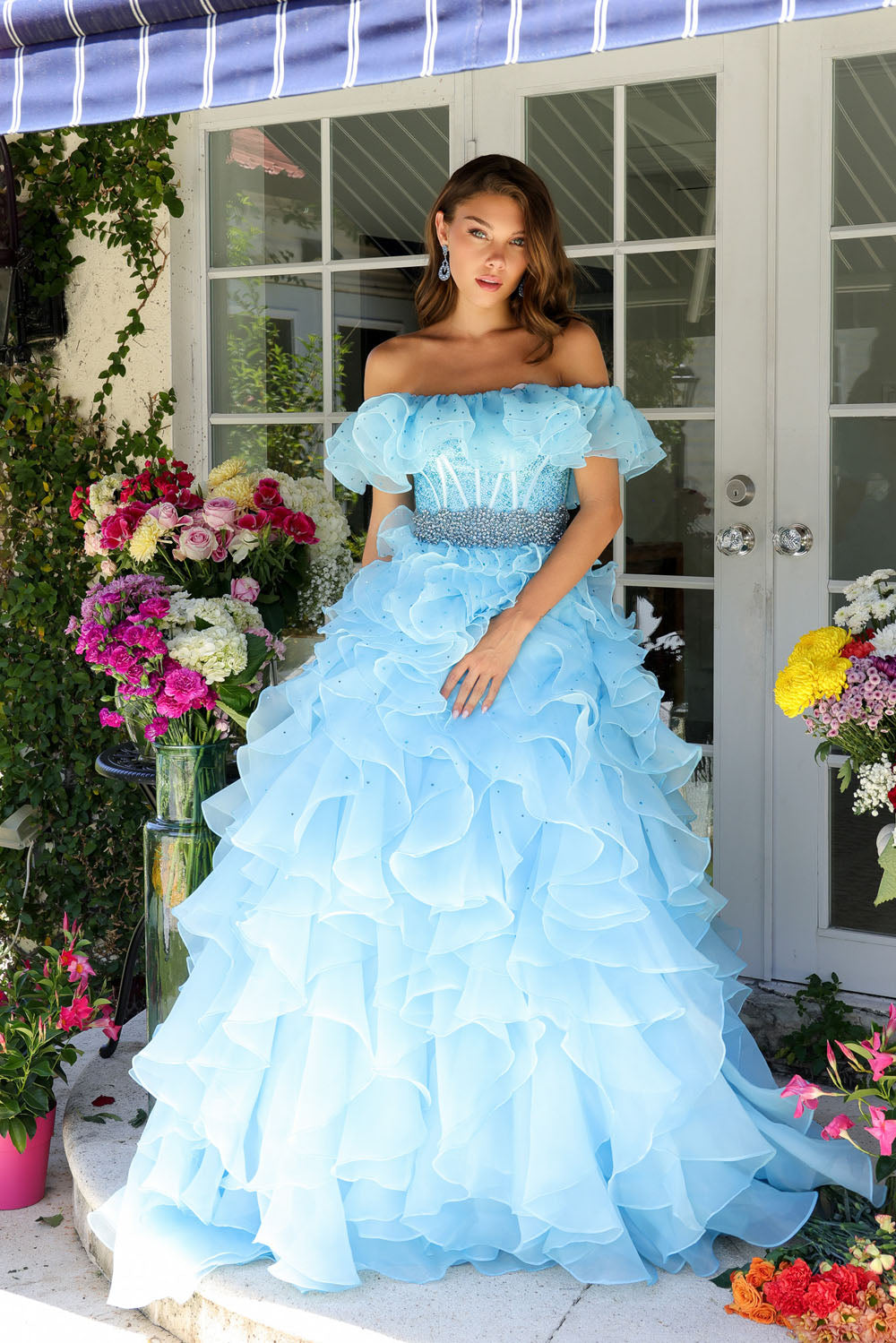 Ava Presley 29533 prom dress images. Ava Presley 29533 is available in these colors: White, Light Blue, Hot Pink.