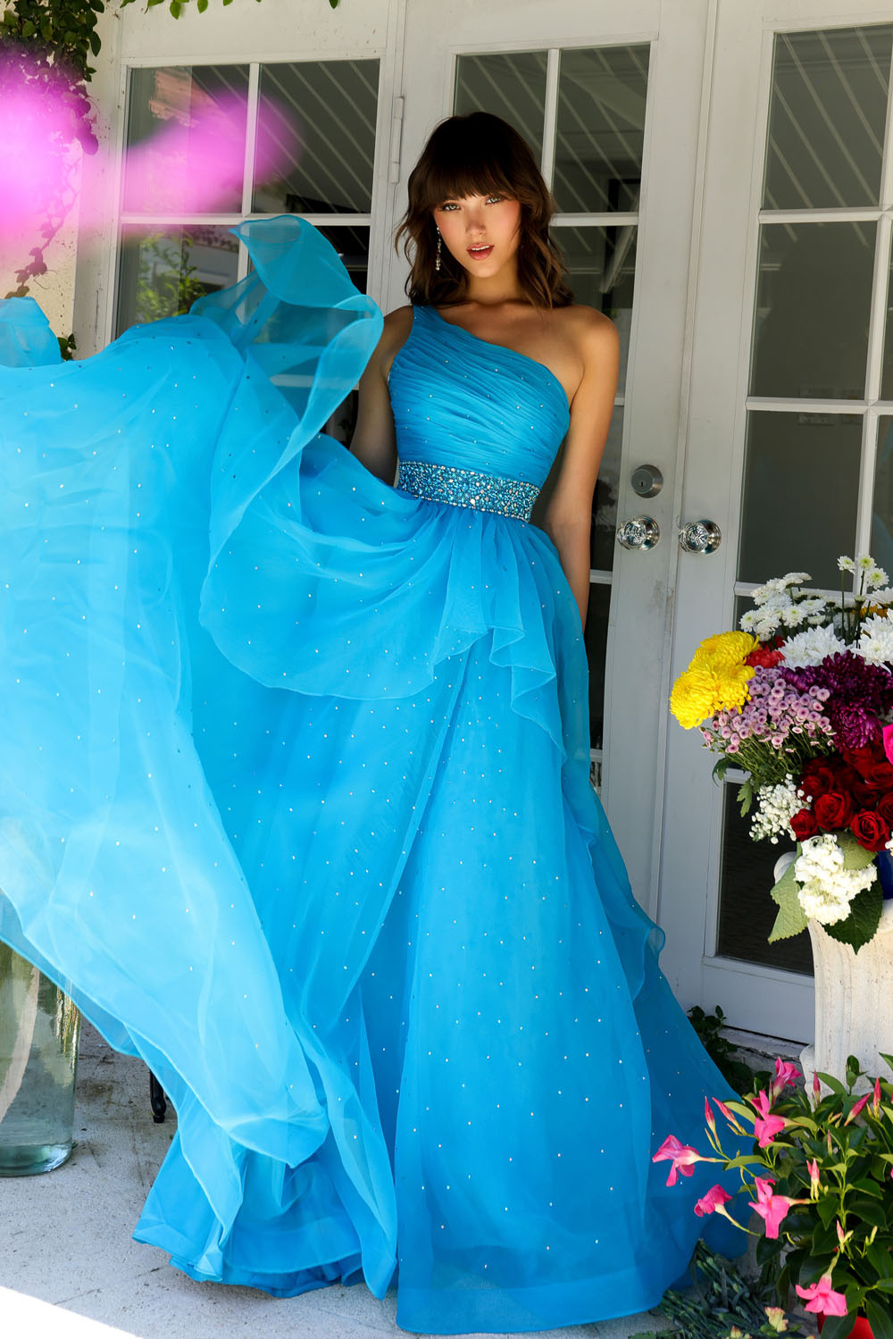 Ava Presley 29534 prom dress images. Ava Presley 29534 is available in these colors: Periwinkle, White, Turquoise.