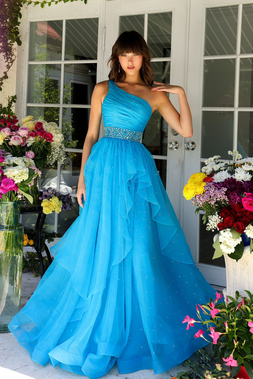 Ava Presley 29534 prom dress images. Ava Presley 29534 is available in these colors: Periwinkle, White, Turquoise.