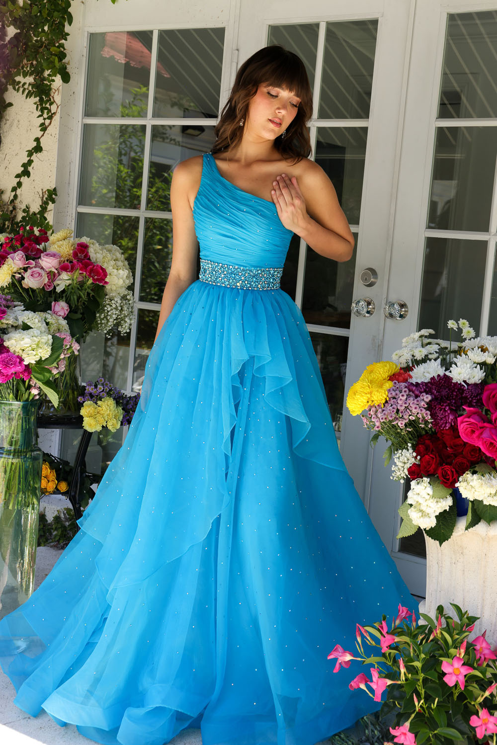 Ava Presley 29534 prom dress images. Ava Presley 29534 is available in these colors: Periwinkle, White, Turquoise.