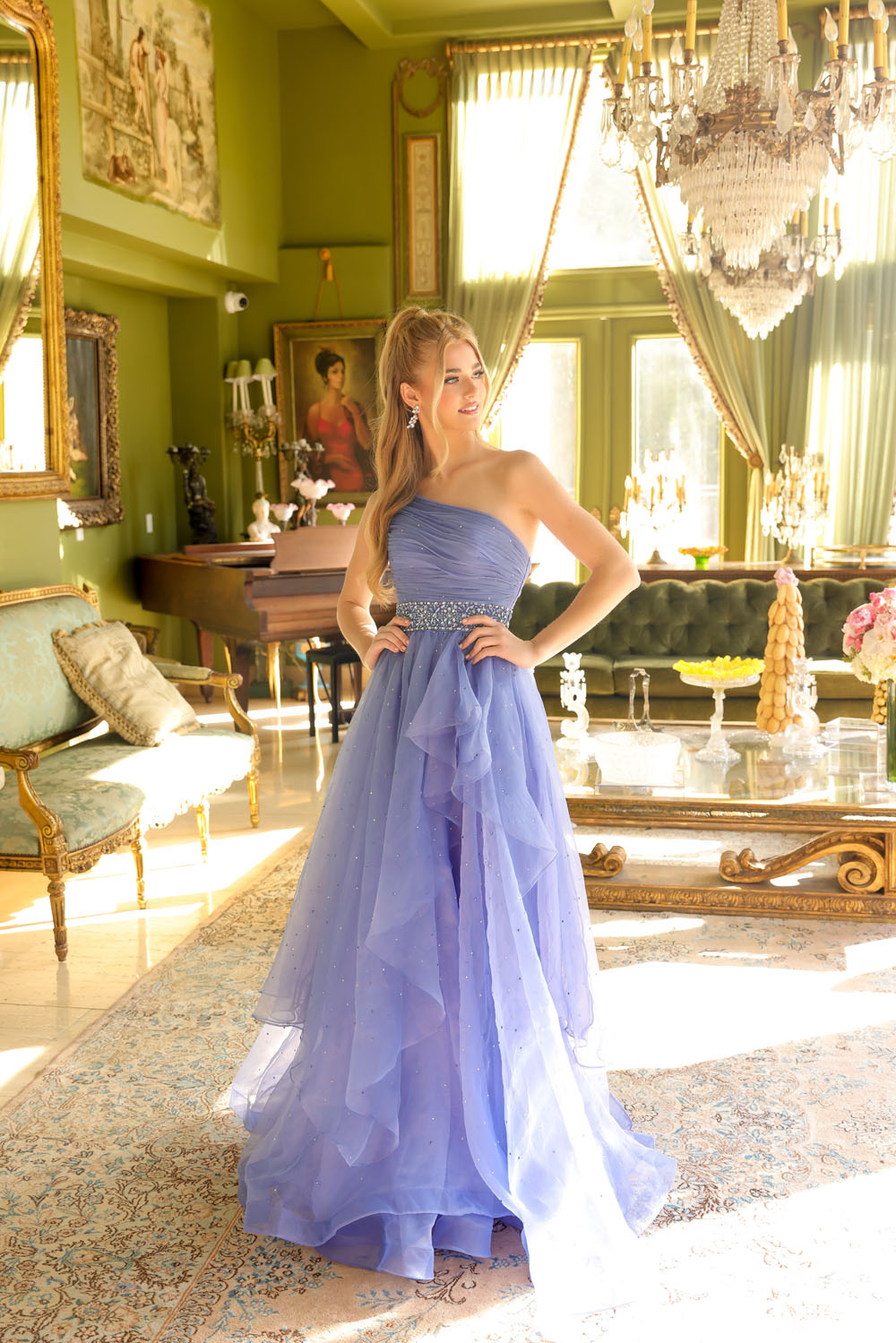 Ava Presley 29534 prom dress images.  Ava Presley 29534 is available in these colors: Periwinkle, White, Turquoise.