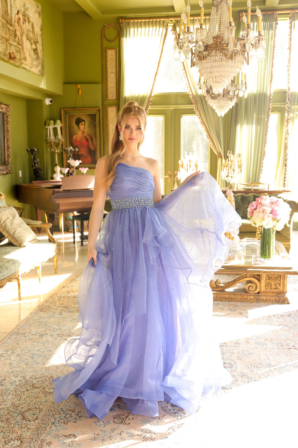 Ava Presley 29534 prom dress images.  Ava Presley 29534 is available in these colors: Periwinkle, White, Turquoise.