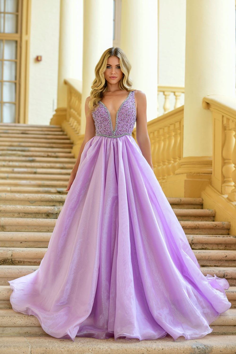 White and purple prom on sale dress