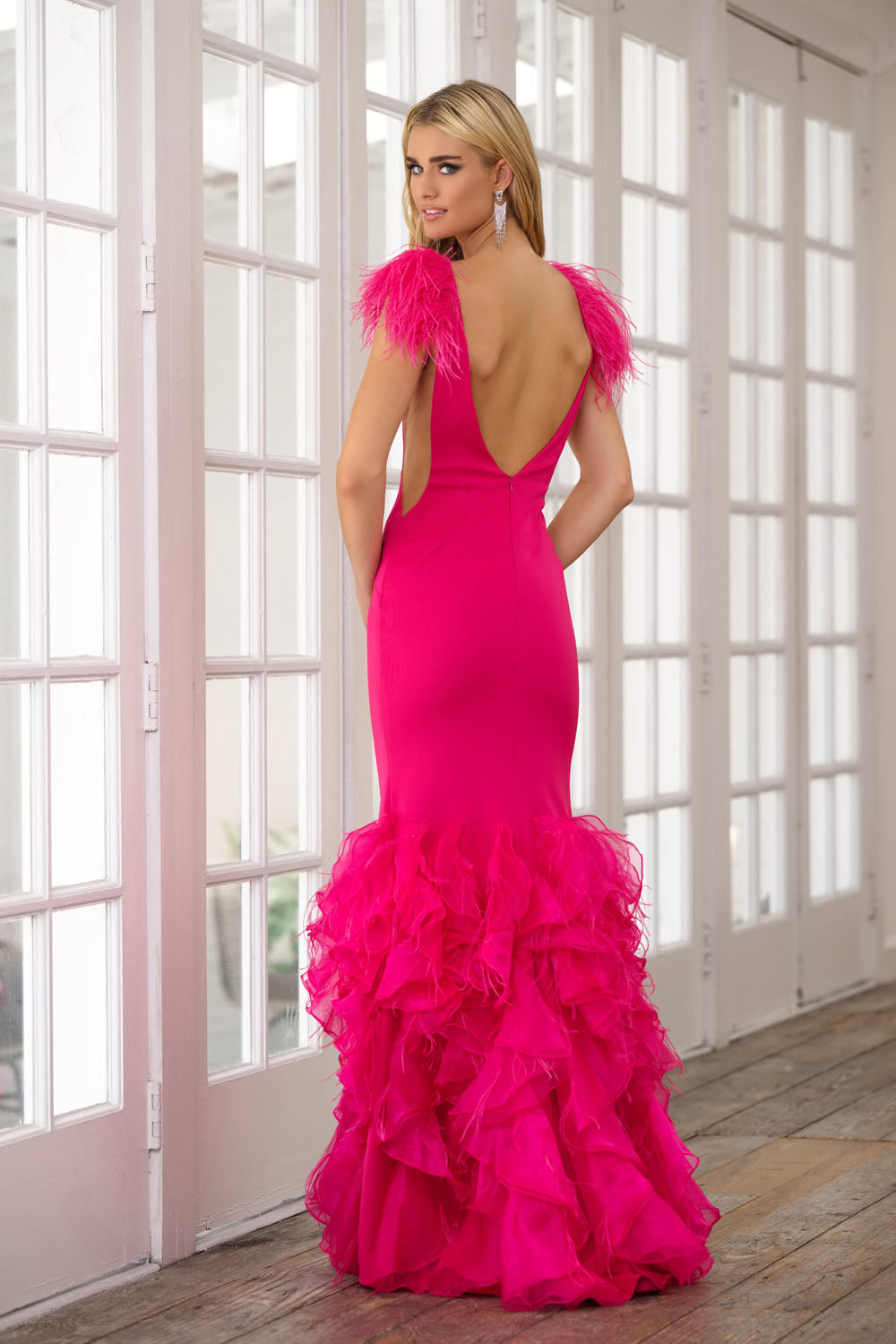 Ava Presley 39312 prom dress images.  Ava Presley 39312 is available in these colors: Hot Pink, Off White.