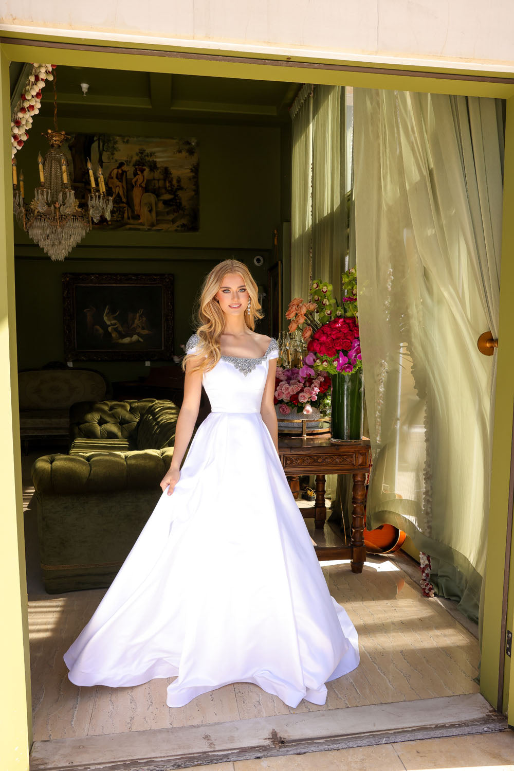 Ava Presley 39322 prom dress images.  Ava Presley 39322 is available in these colors: White, Sky Blue, Orchid, Red.