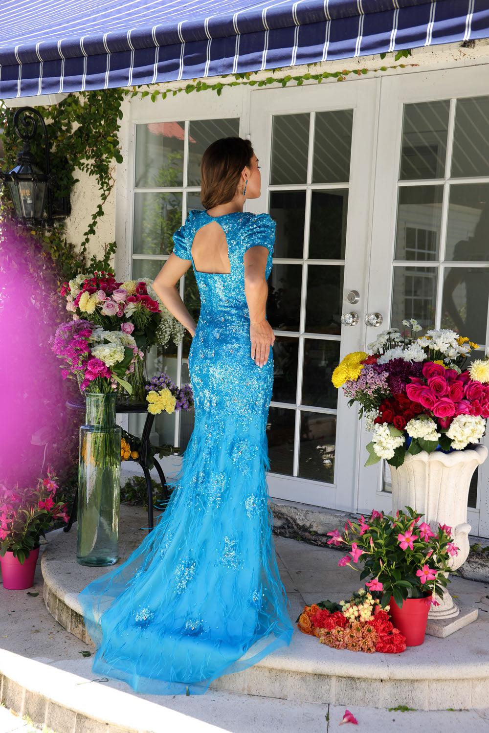 Ava Presley 39552 prom dress images. Ava Presley 39552 is available in these colors: White, Fuchsia, Turquoise, Light Blue.