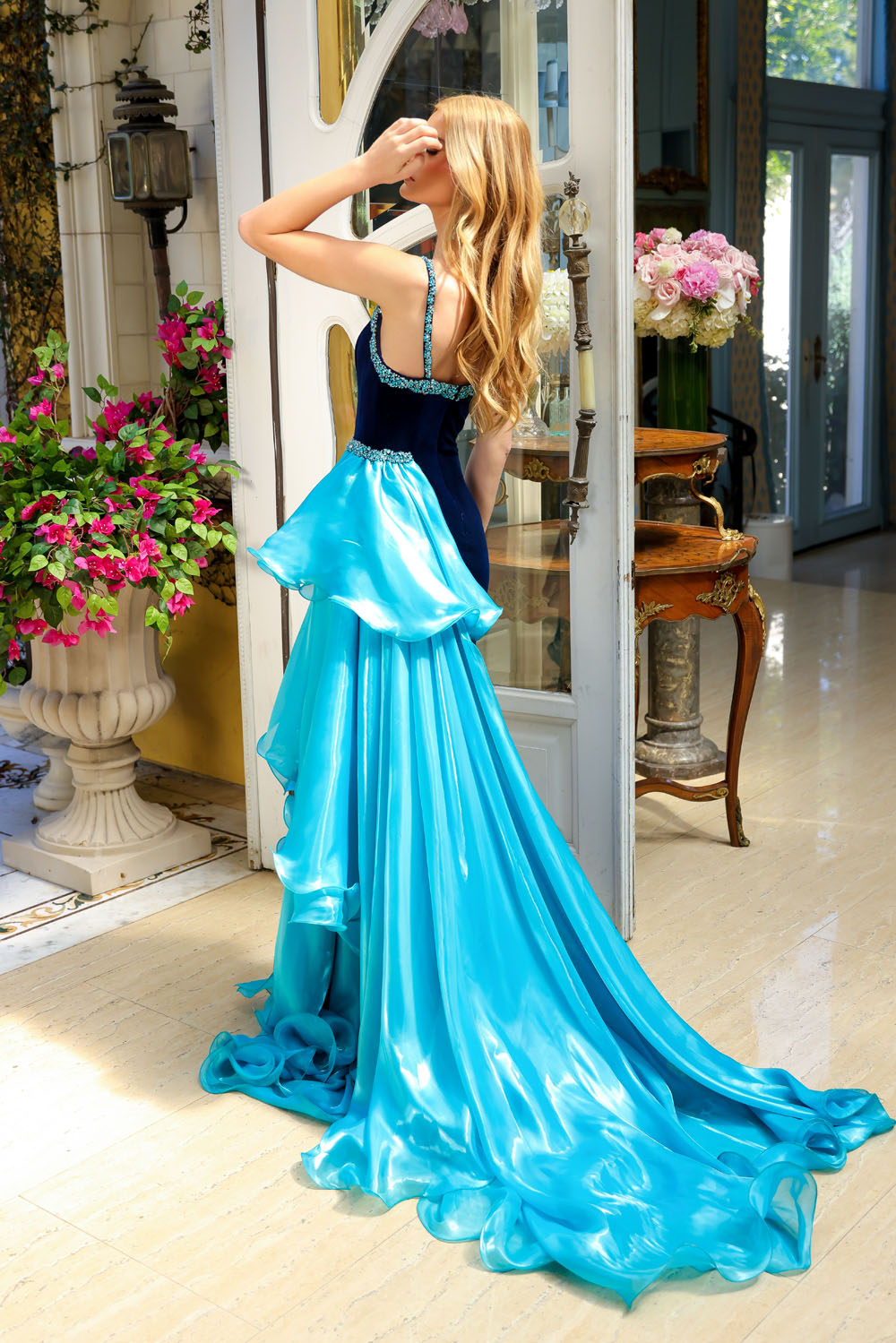 Ava Presley 39556 prom dress images.  Ava Presley 39556 is available in these colors: Navy Turquoise, Hot Pink, Red, Fuchsia Light Pink, Black, White Aqua.