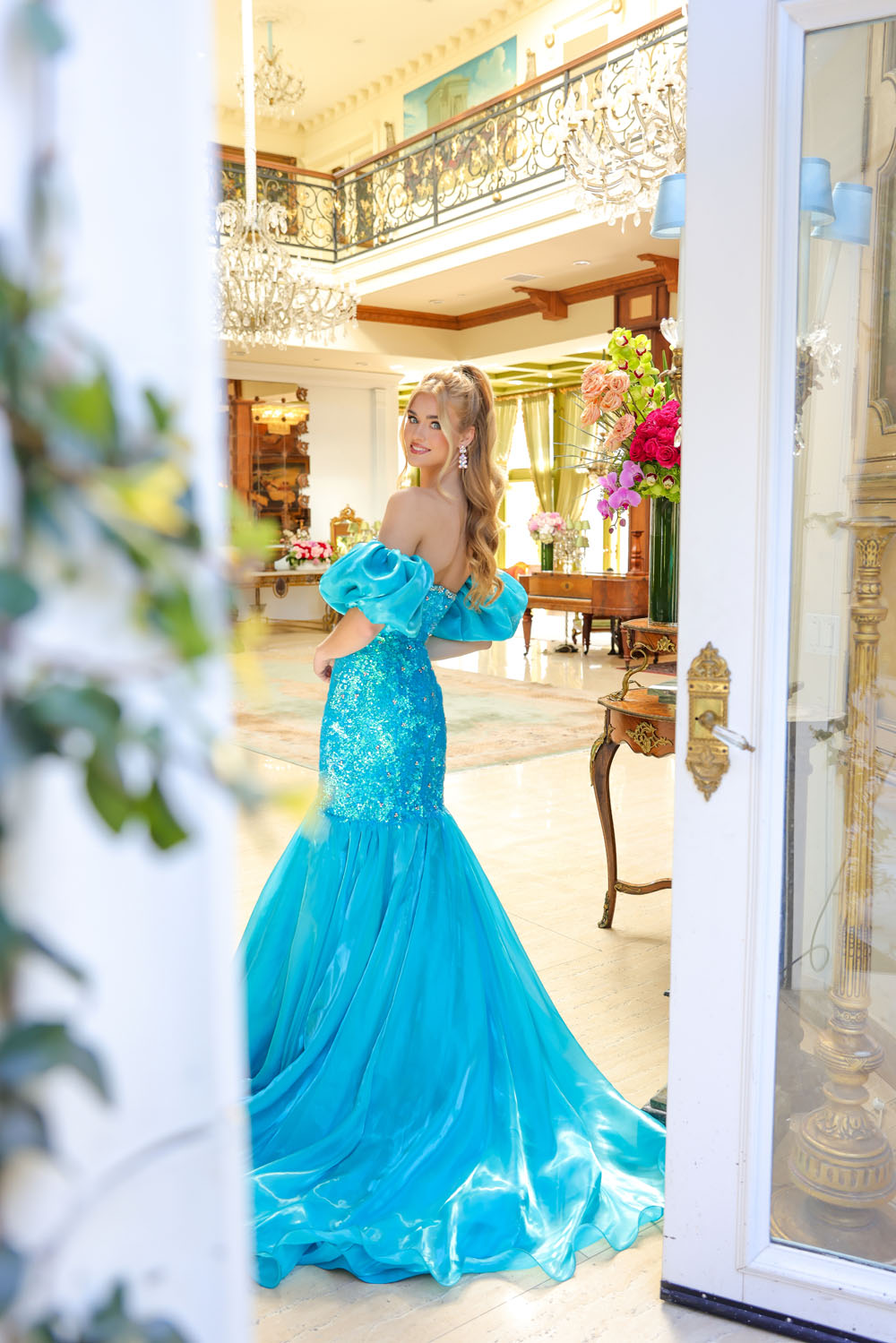 Ava Presley 39570 prom dress images.  Ava Presley 39570 is available in these colors: Turquoise, Pink, Black, Coral, Off White, Fuchsia.