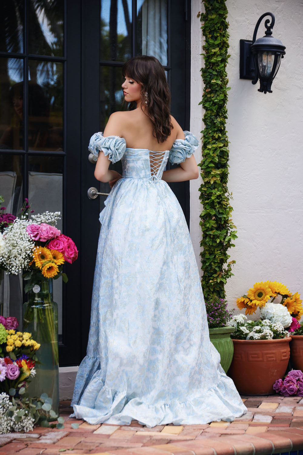 Ava Presley 40035 prom dress images.  Ava Presley 40035 is available in these colors: White Light Blue,White Light Pink.