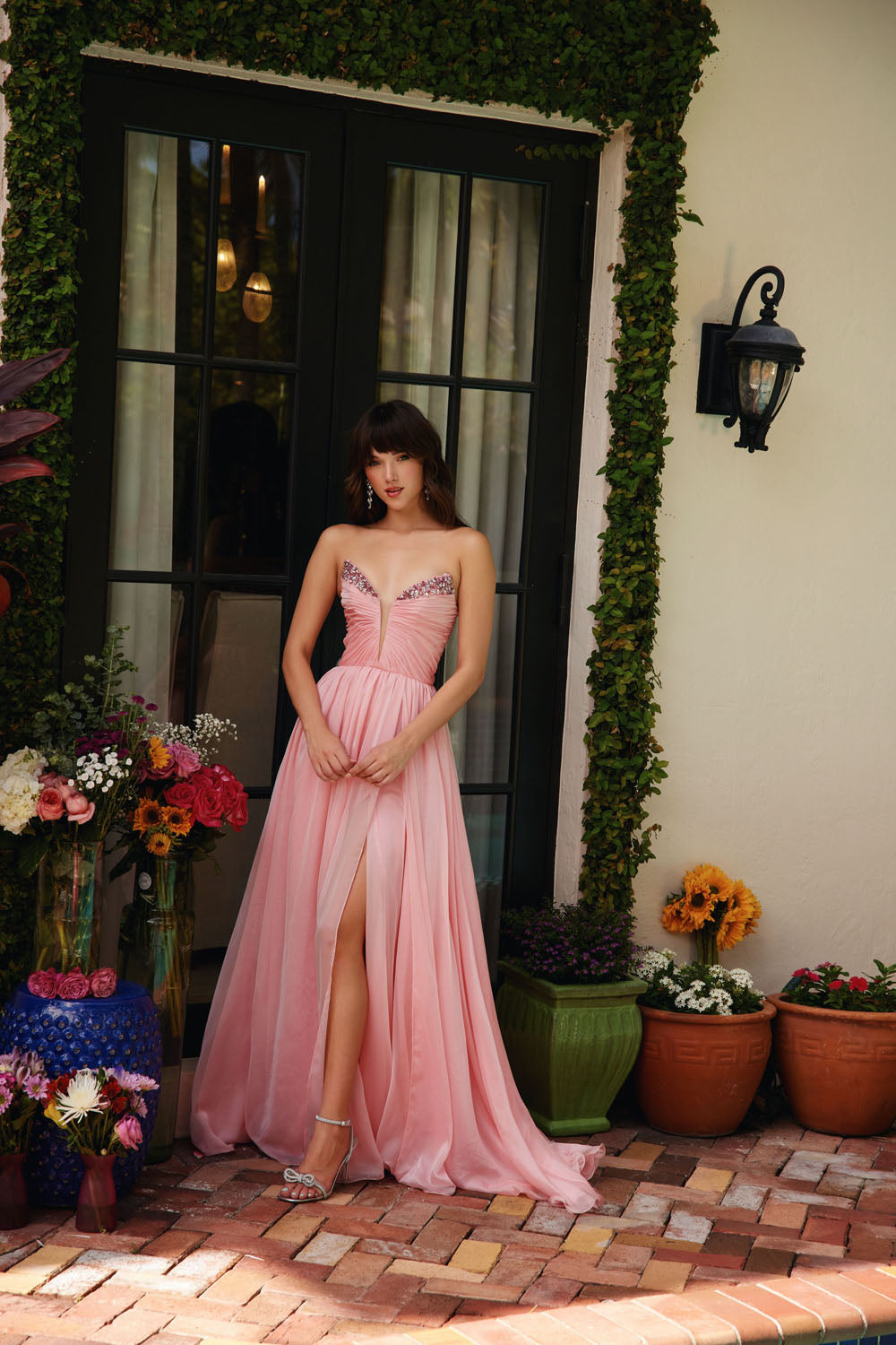 Ava Presley 40041 prom dress images.  Ava Presley 40041 is available in these colors: Blush,Watermelon,Peacock.