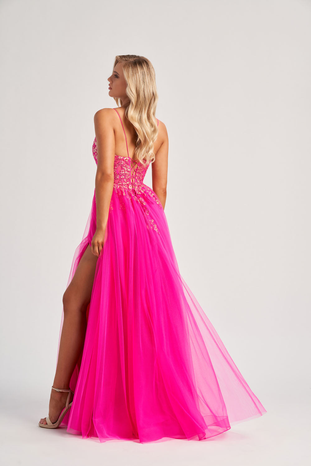 Colette CL8030 prom dress images.  Colette CL8030 is available in these colors: Sunshine, Hot Pink.