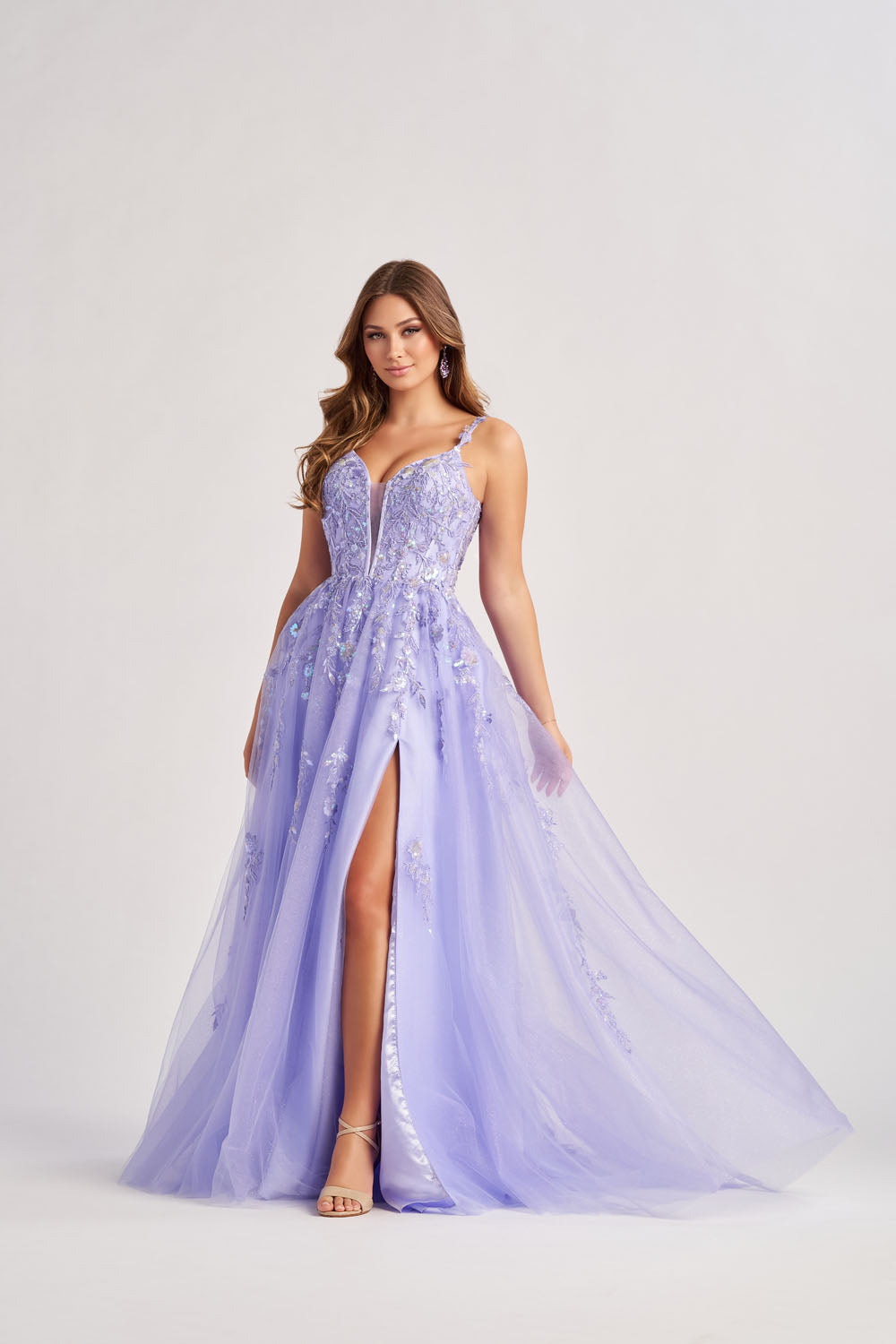 Colette CL8060 prom dress images.  Colette CL8060 is available in these colors: Lilac, Navy Blue.