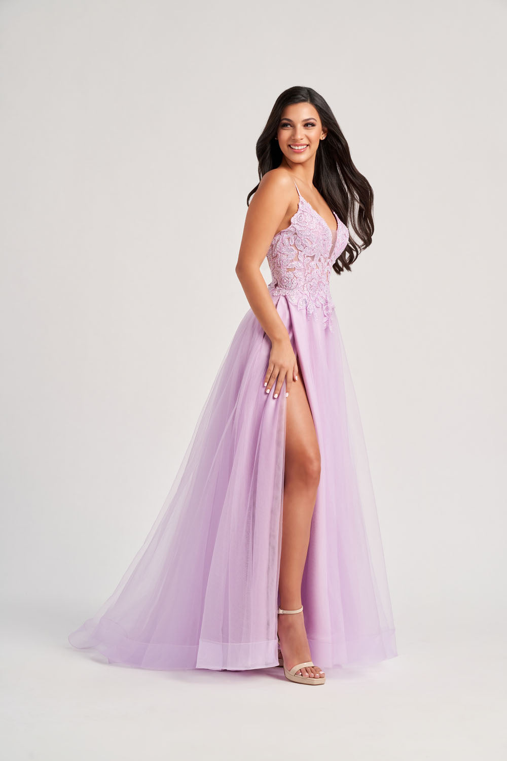 Colette CL8100 prom dress images.  Colette CL8100 is available in these colors: Lilac, Pink, Light Blue.